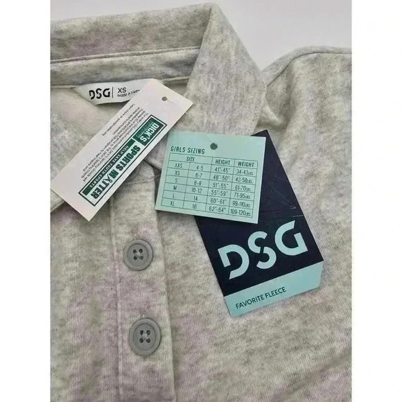 DSG Girl's Size XS Henley Fleece Top Light Heather Grey NWT - Picture 7 of 11